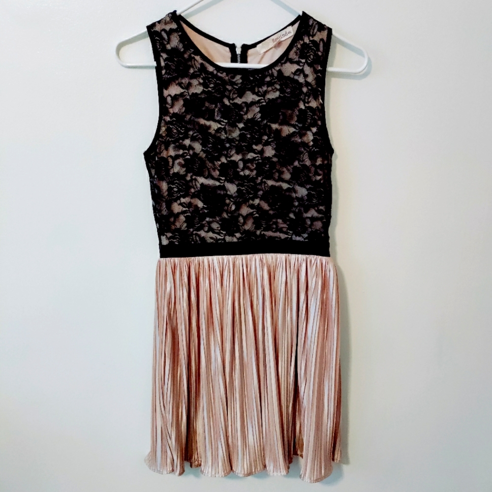 Rewind, silk and lace, black and pink dress